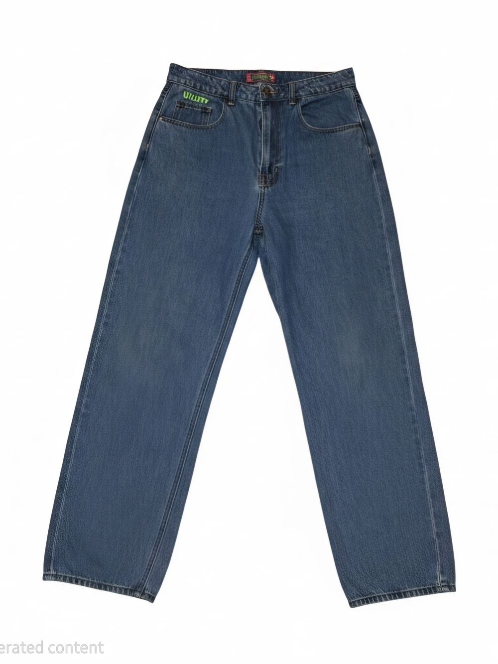 Empyre Women's Indigo Wide Leg Denim Jeans with Green Accent